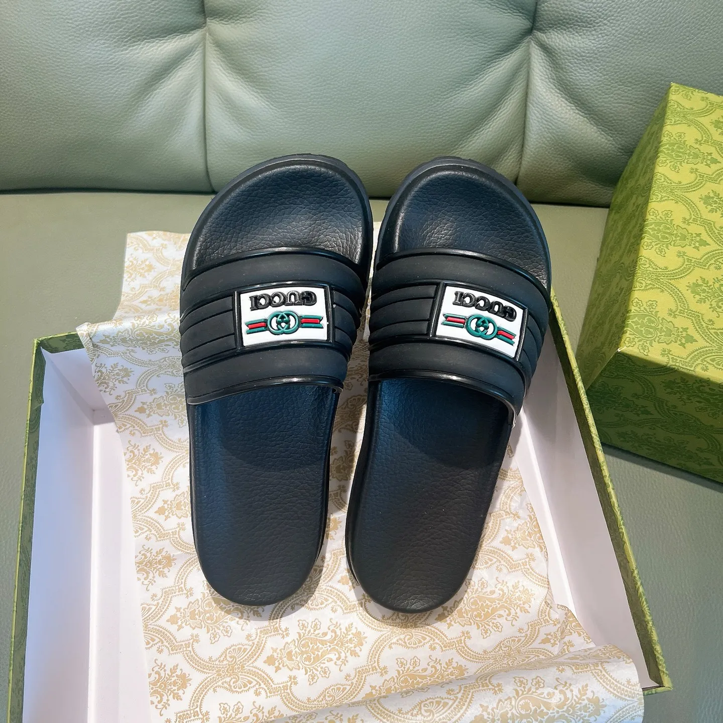 Men's Men's Shoes 130🐮🐮Gucci Gucci Slippers Gucci 2024 latest beach sandals slippers Original molding double G LOGO Original molding consistent Outsole: Men's Men's Shoes u double-layer outsole Size: 35-46